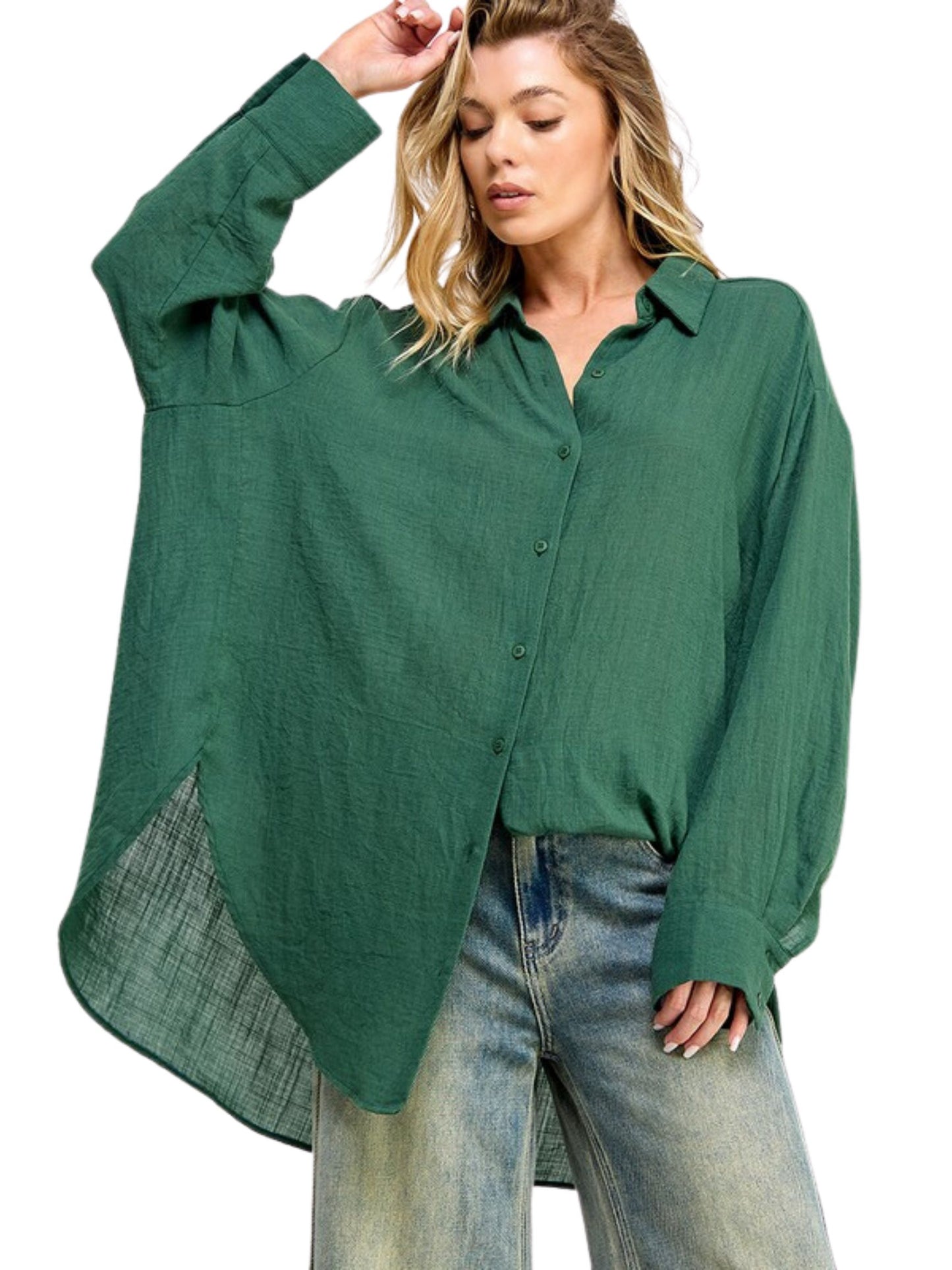 Malibu Gauze Top - Forest Green