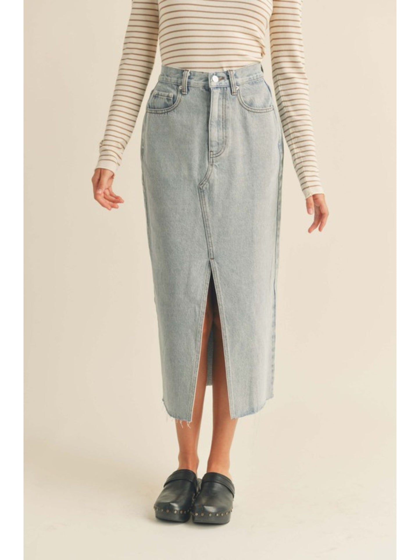 Light Denim Maxi Skirt