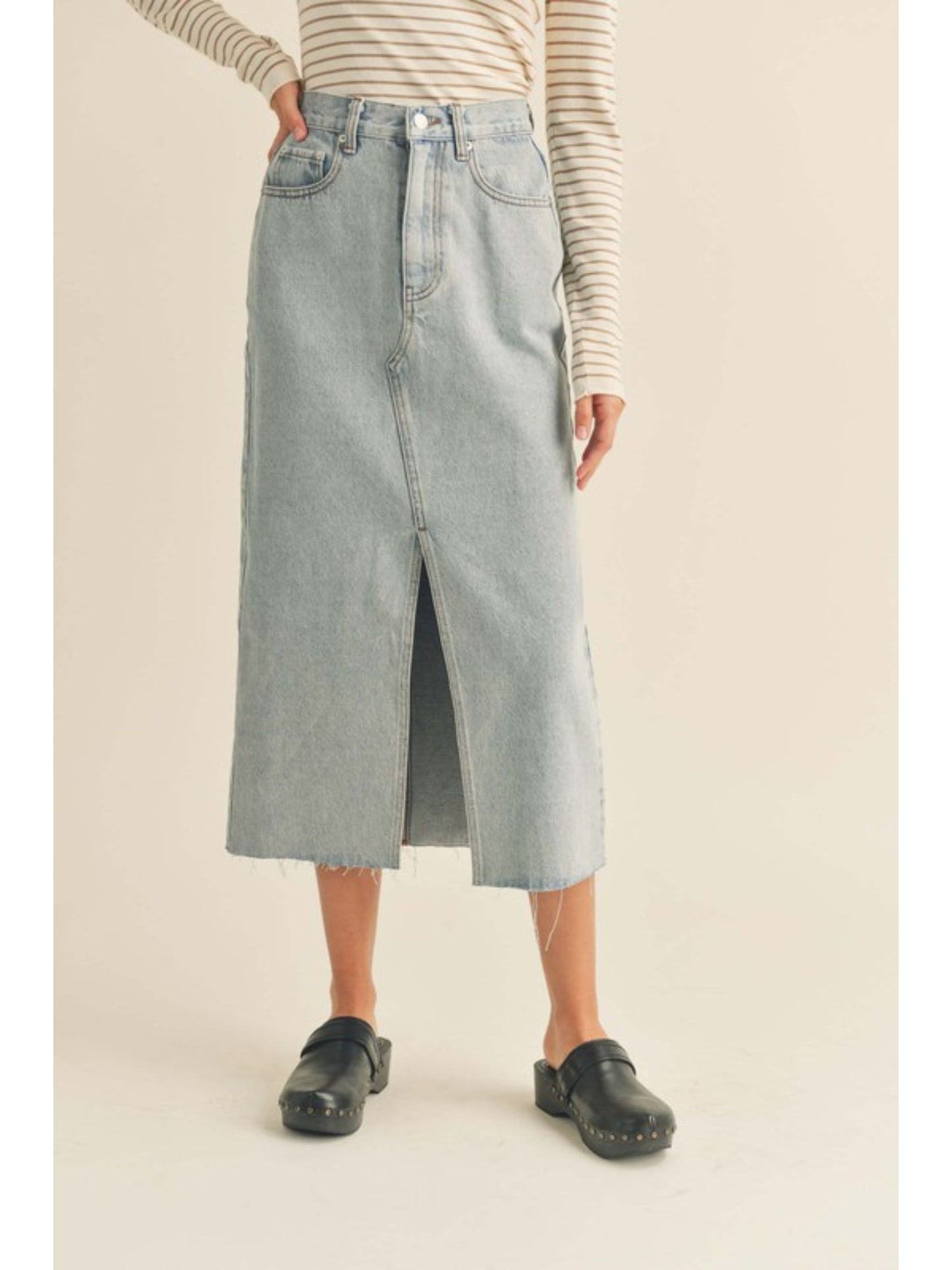 Light Denim Maxi Skirt
