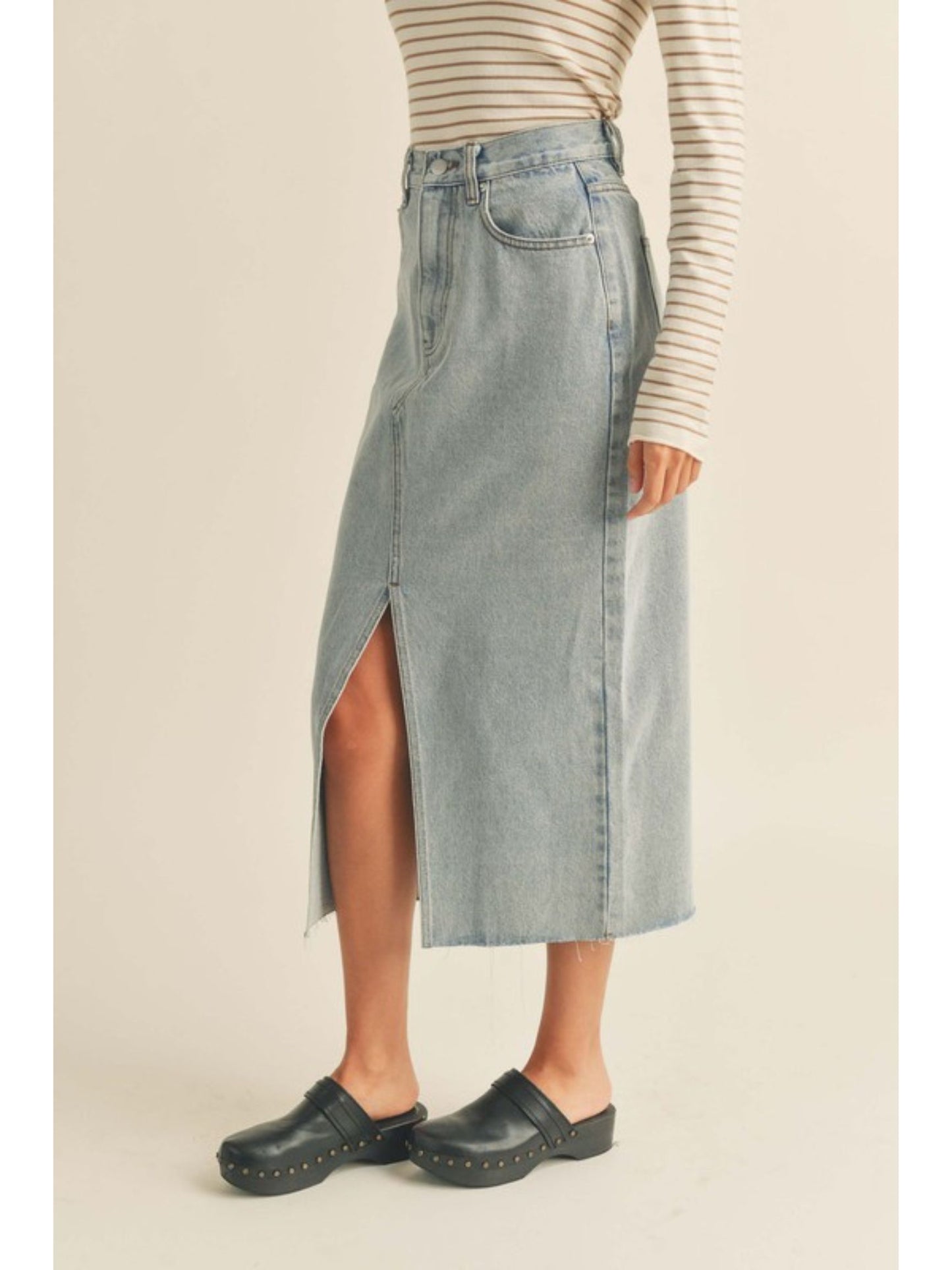 Light Denim Maxi Skirt
