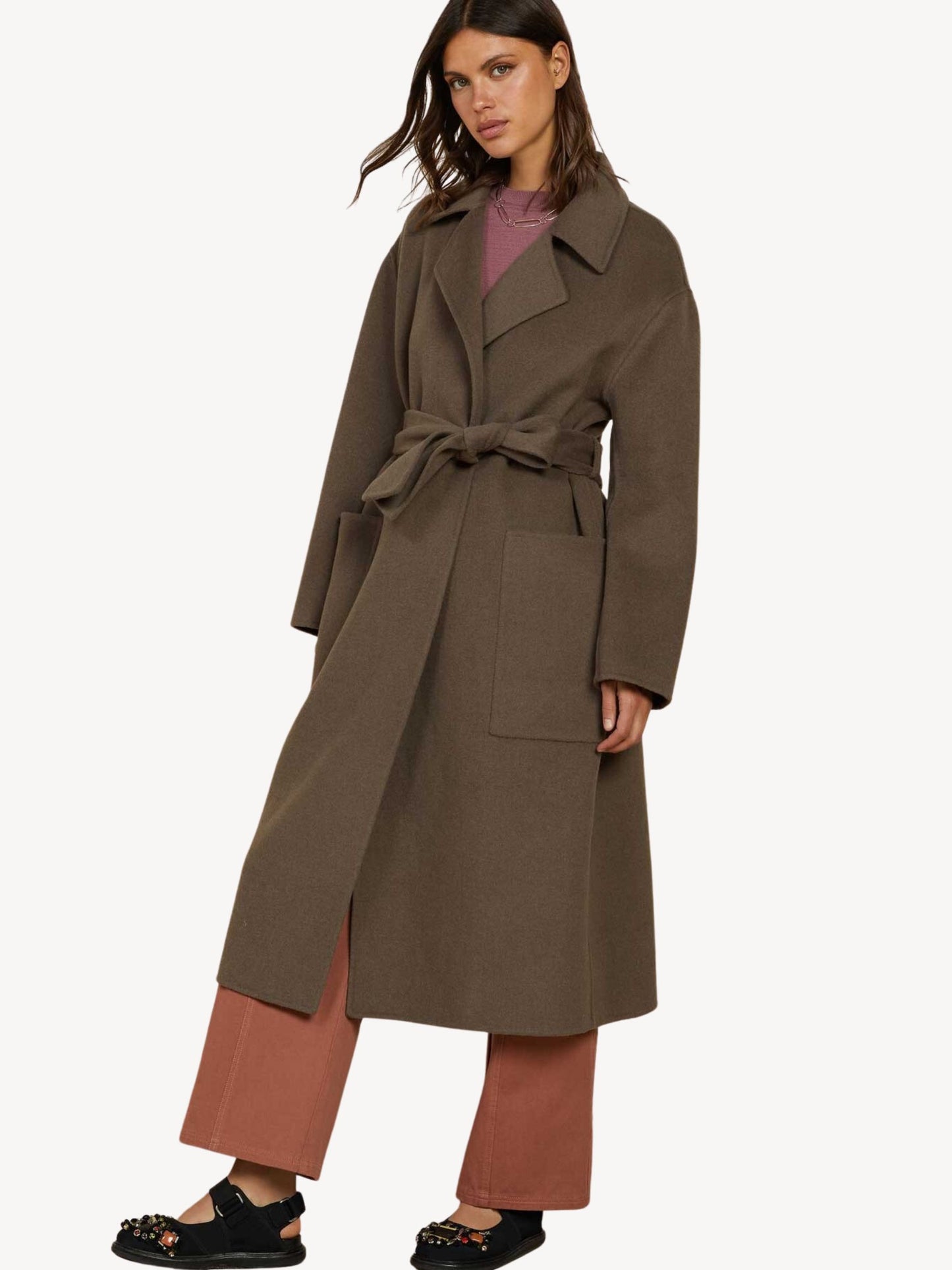 Mocha Handmade Wool Oversized Coat