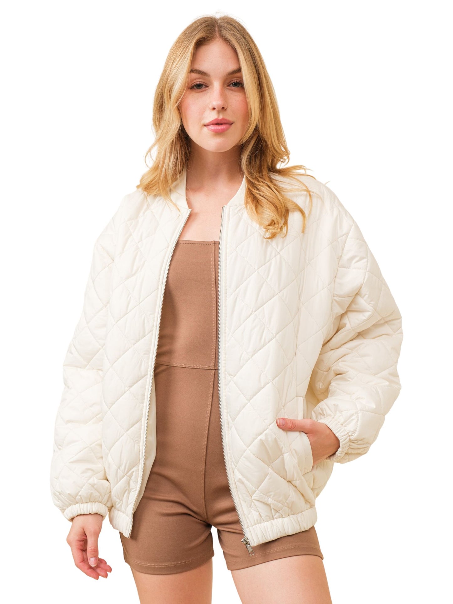 Quilted Puffer Zip Up Jacket
