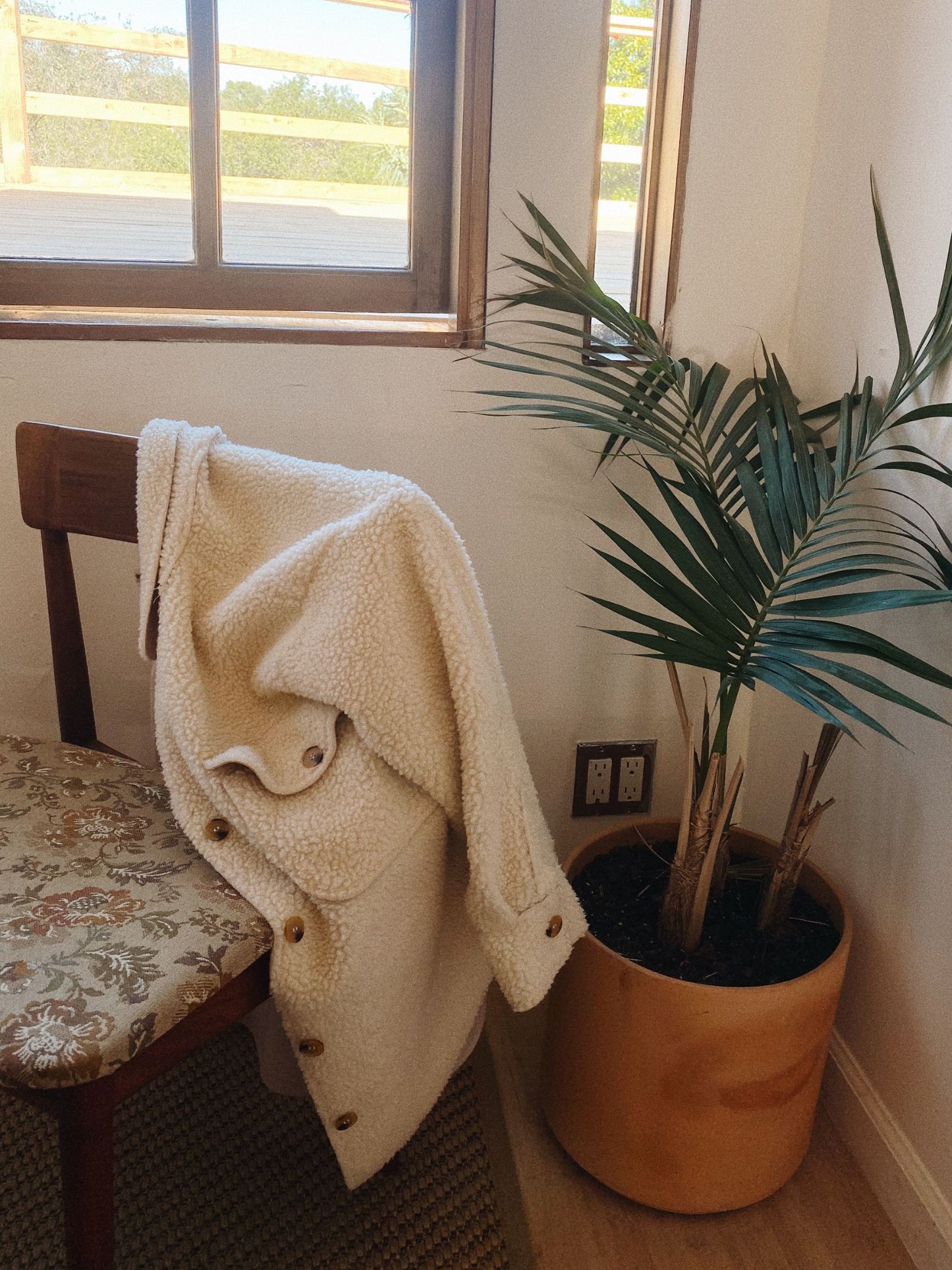 Oversized Sheep Fur Button Up Jacket