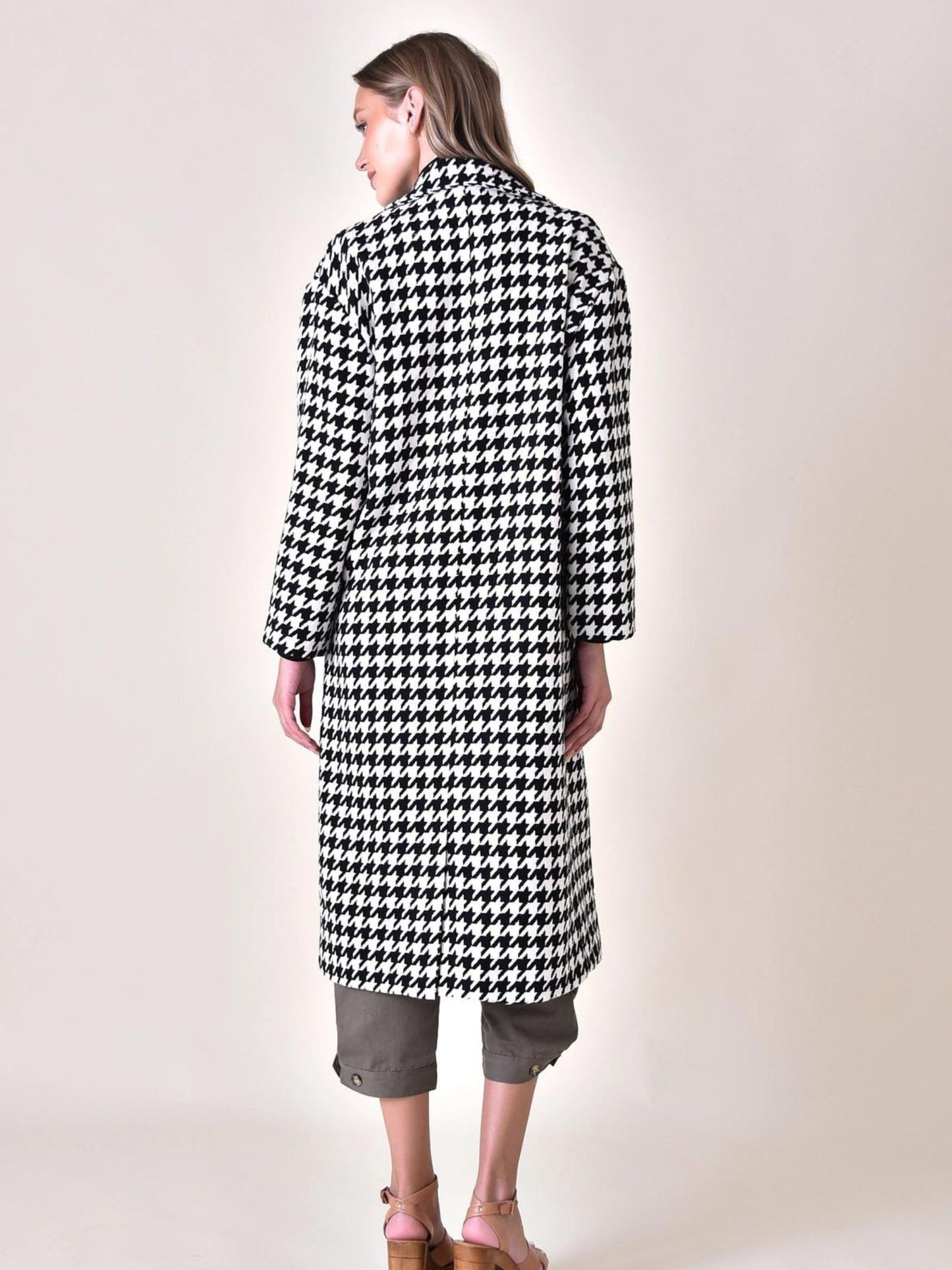 Houndstooth Oversized Jacket - Black/Ivory