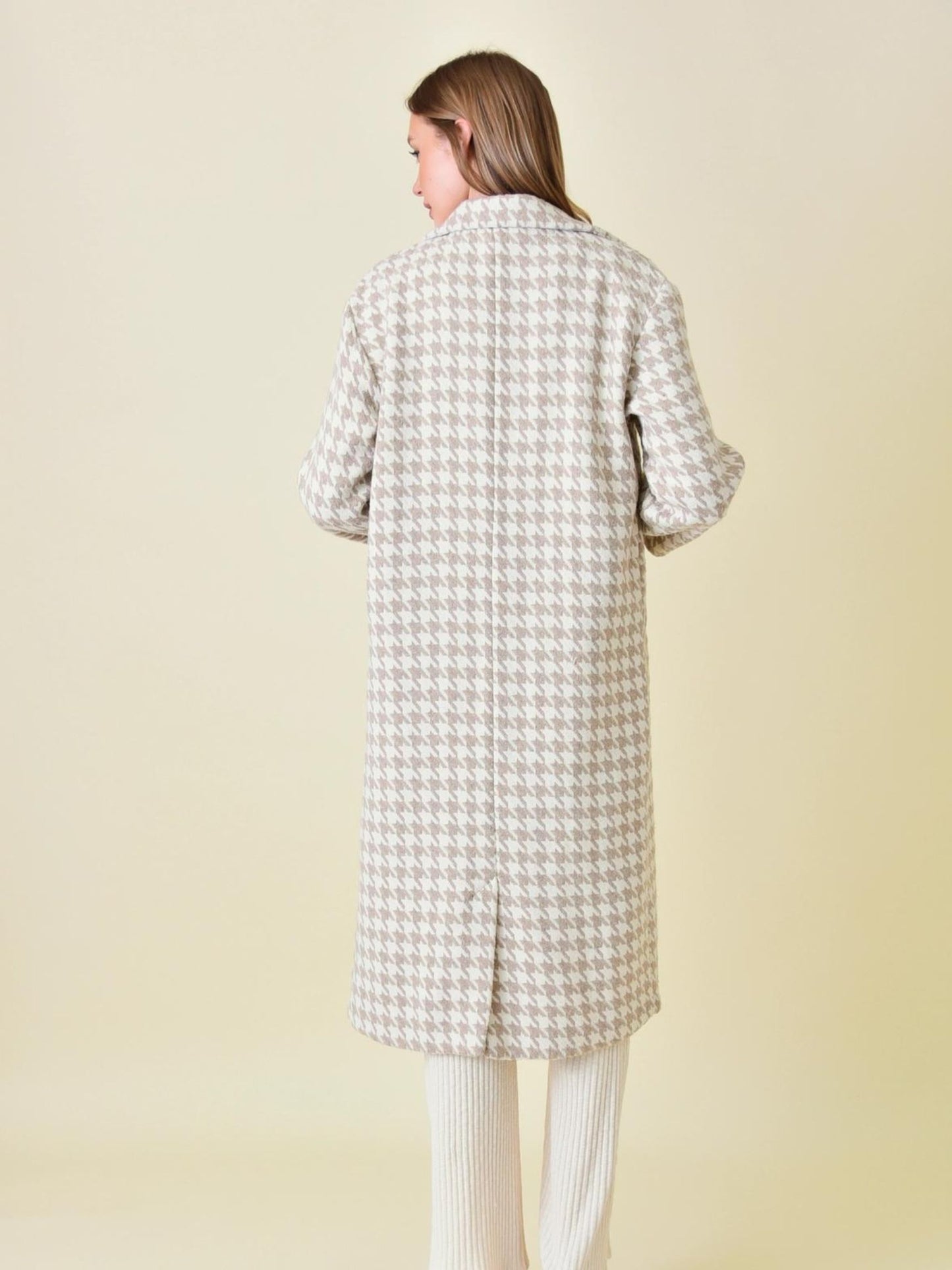 Houndstooth Oversized Jacket - Beige/Ivory