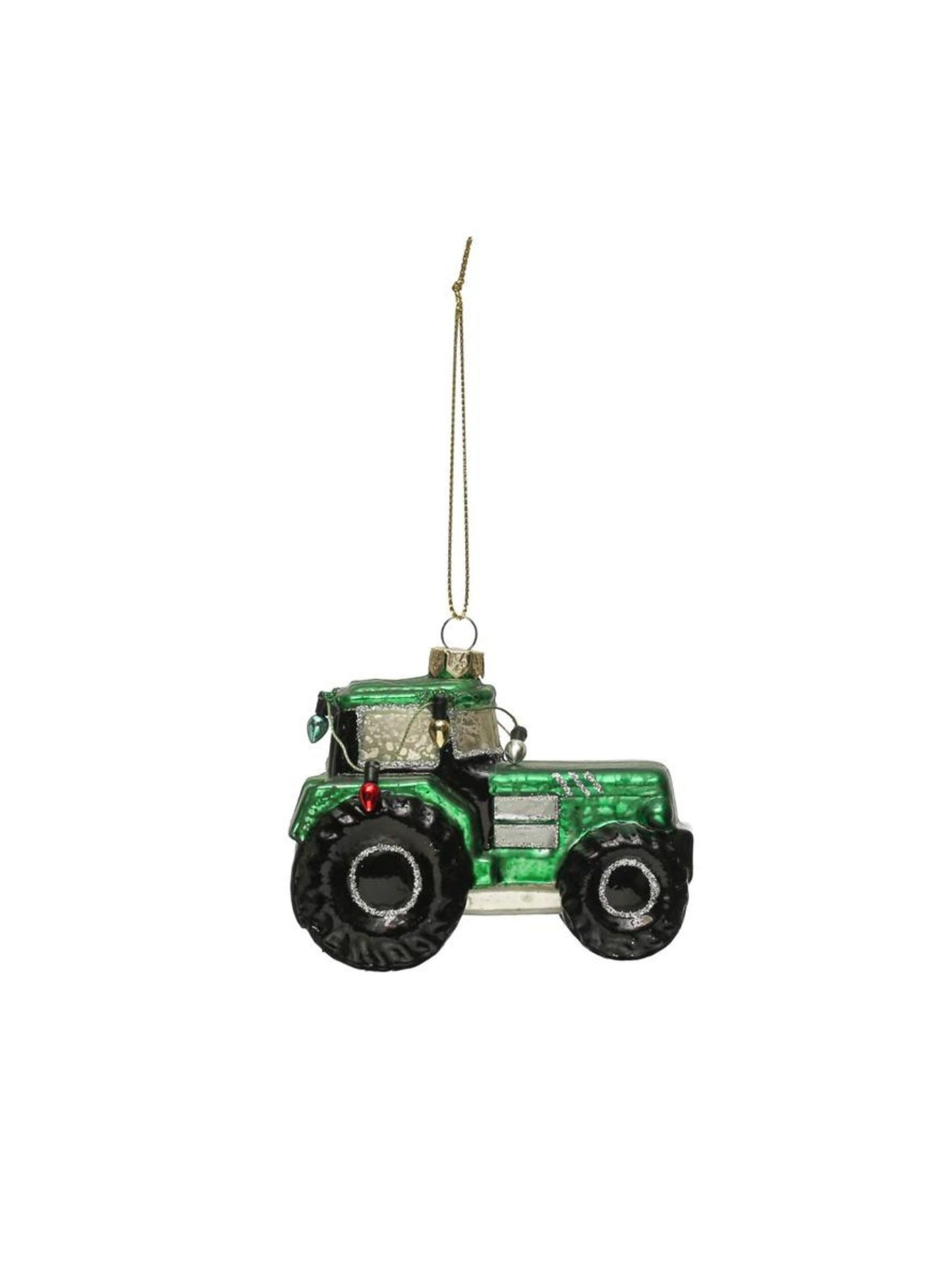 Painted Glass Tractor Ornament