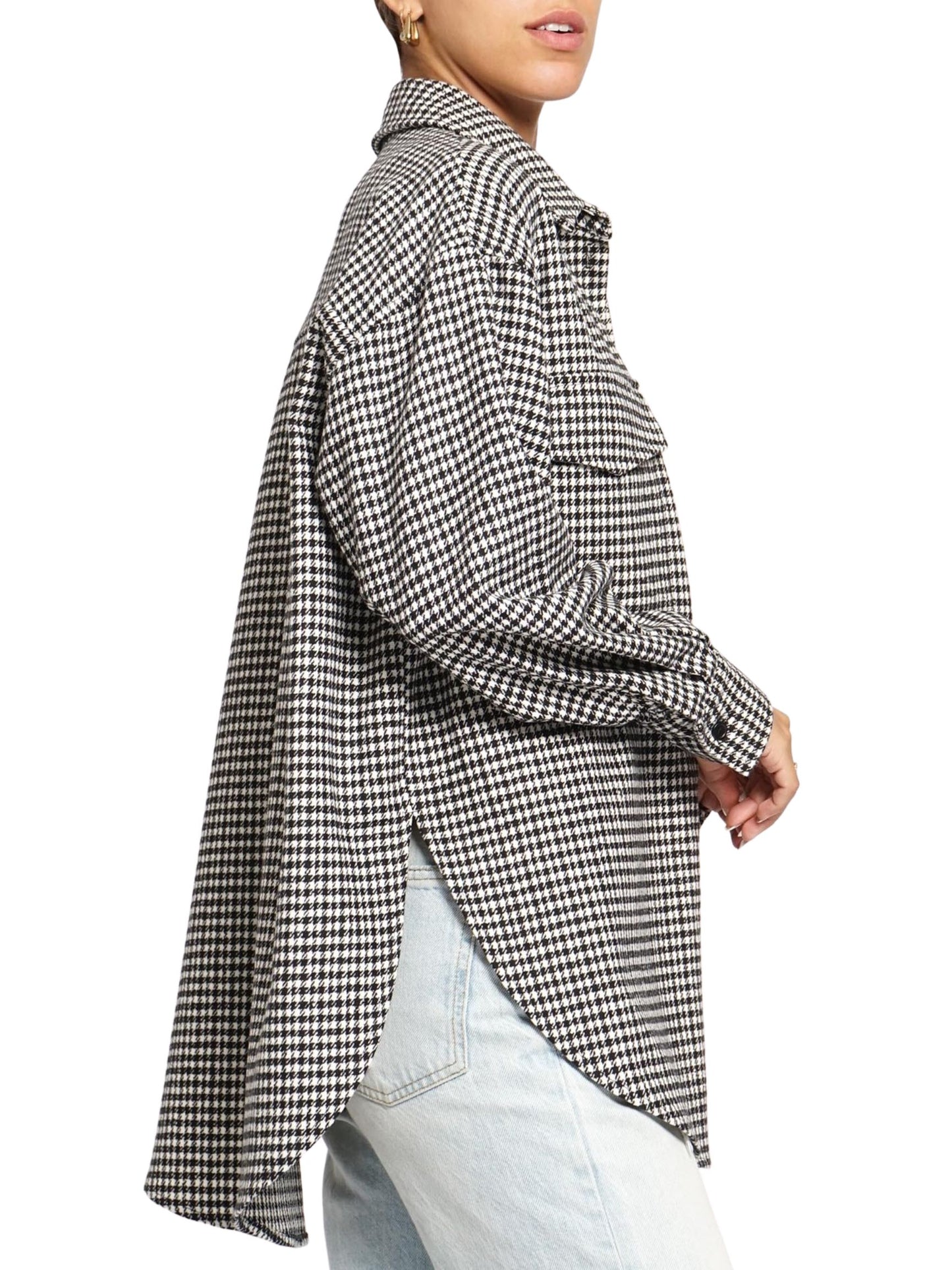 Houndstooth Oversized Button Up