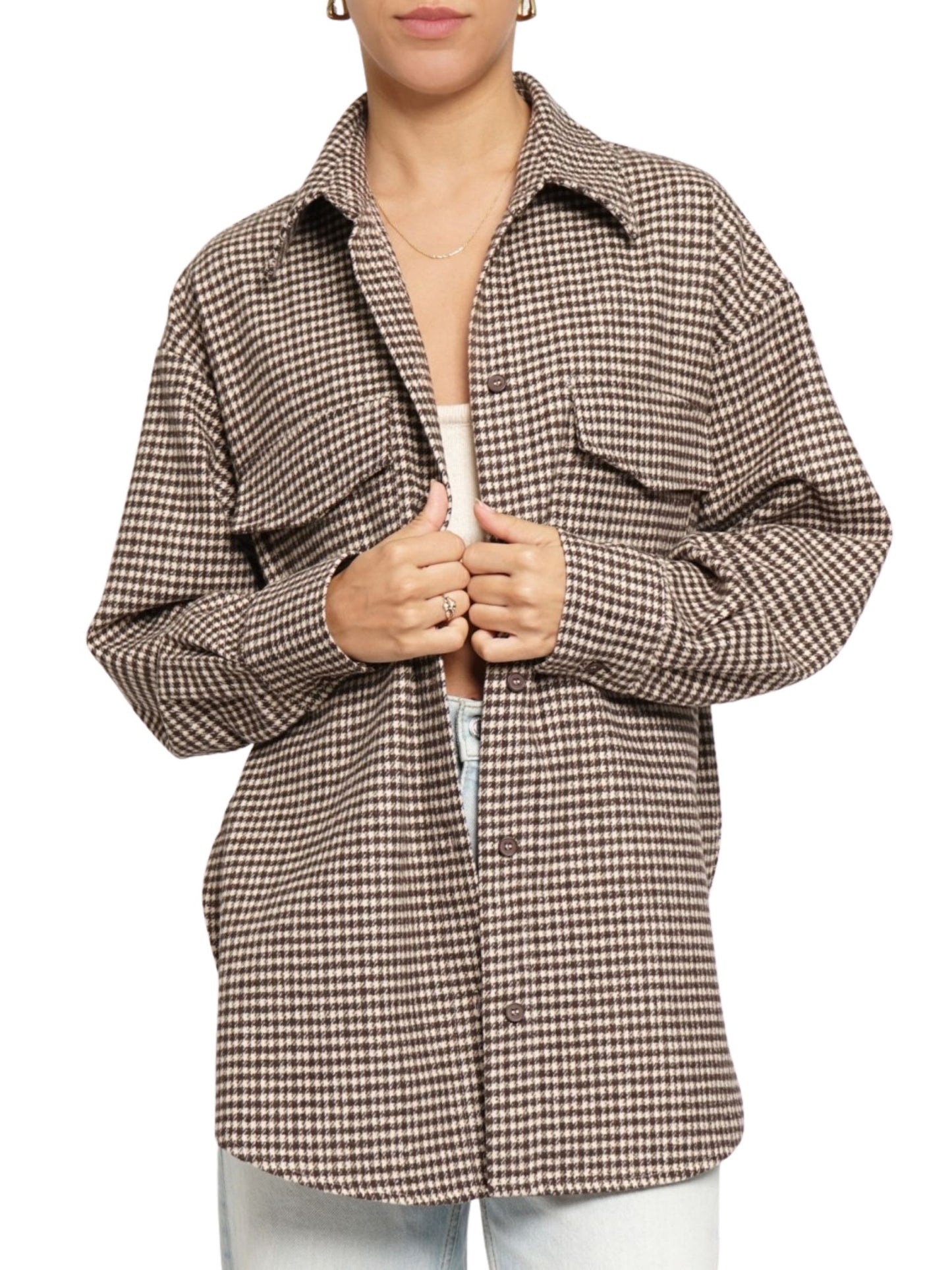 Houndstooth Oversized Button Up