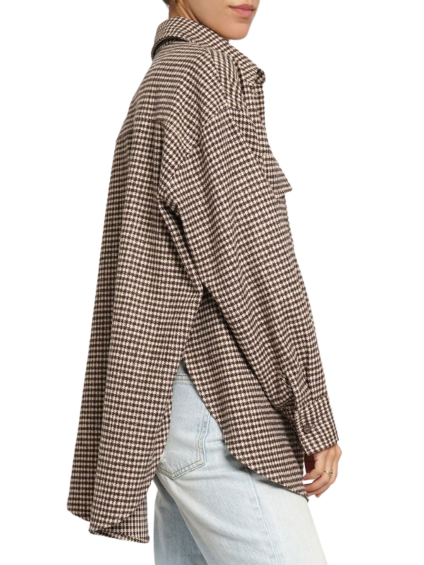 Houndstooth Oversized Button Up