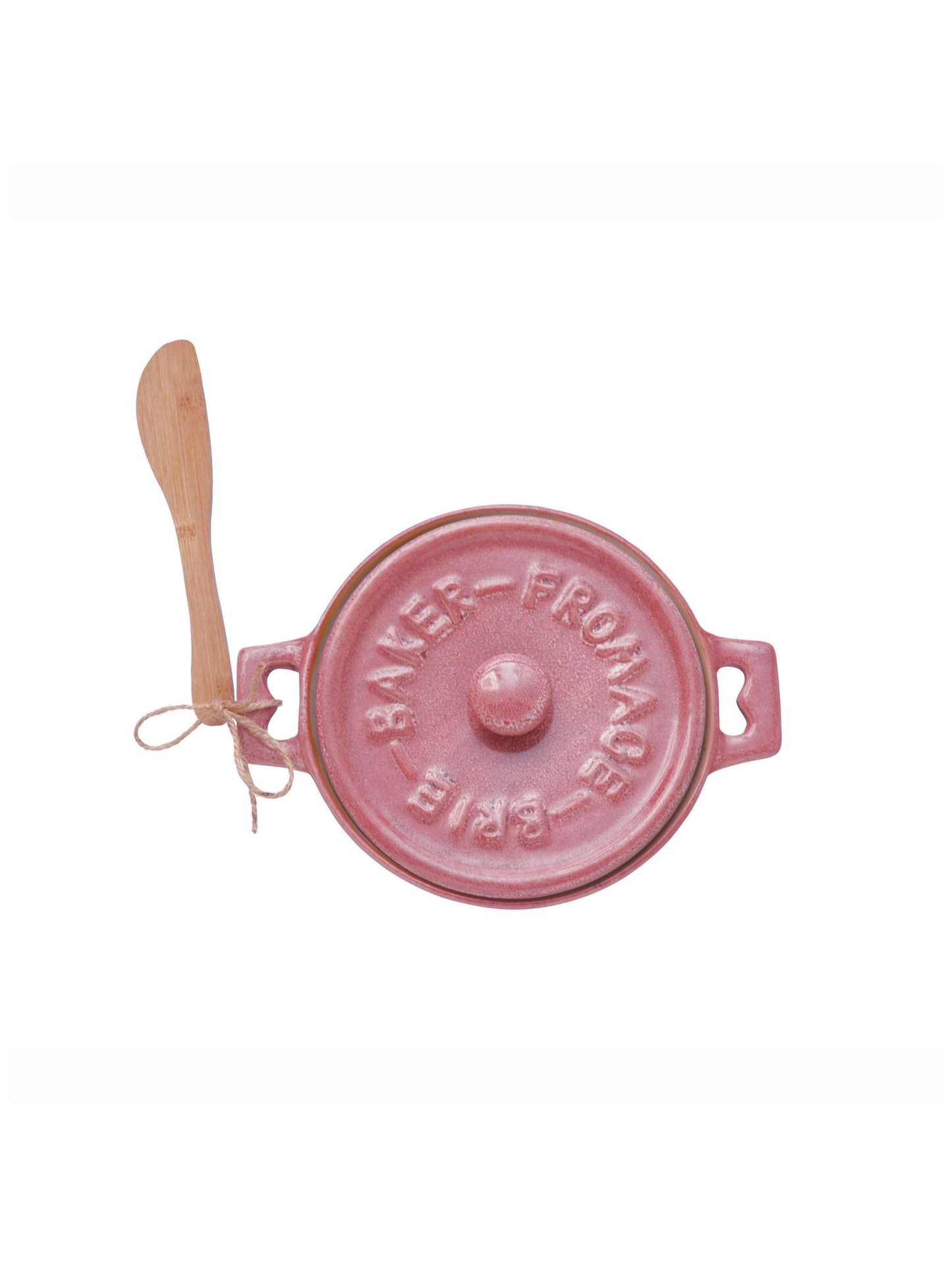 Stoneware Brie Baker with Bamboo Spreader