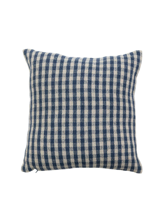 18" Gingham Woven Pillow - Navy