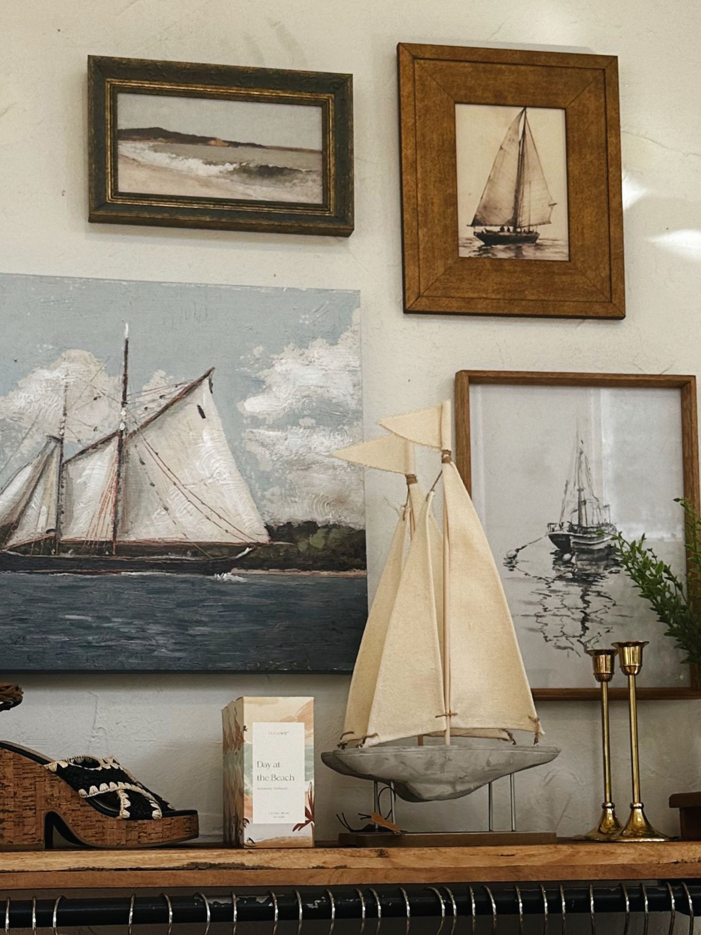Wooden Sailboat Framed Picture