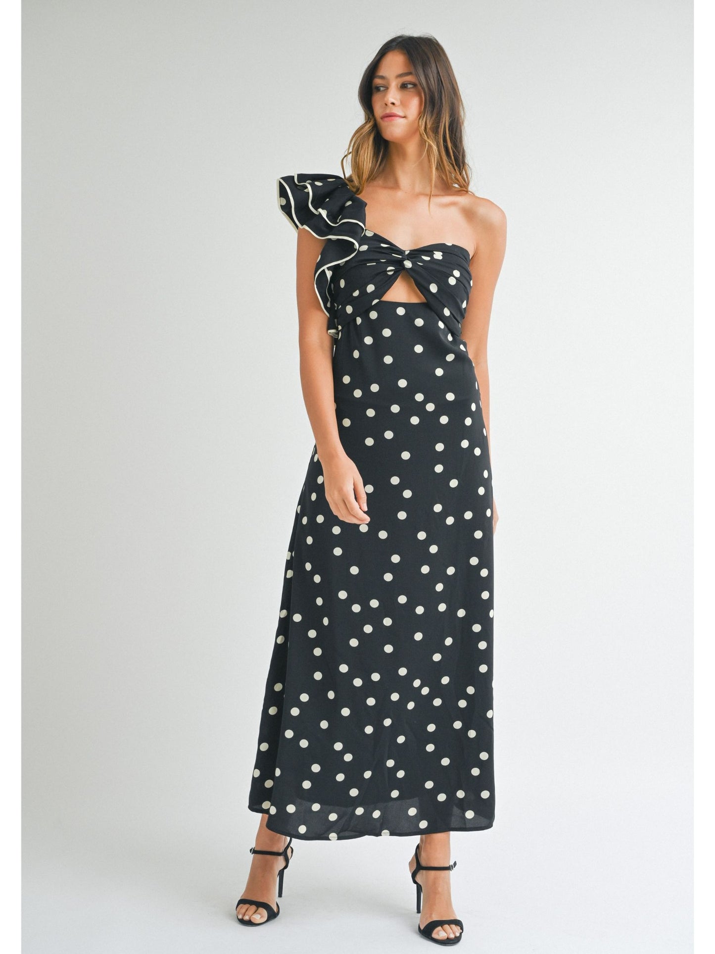 Rome One Shoulder Polka Dot Dress