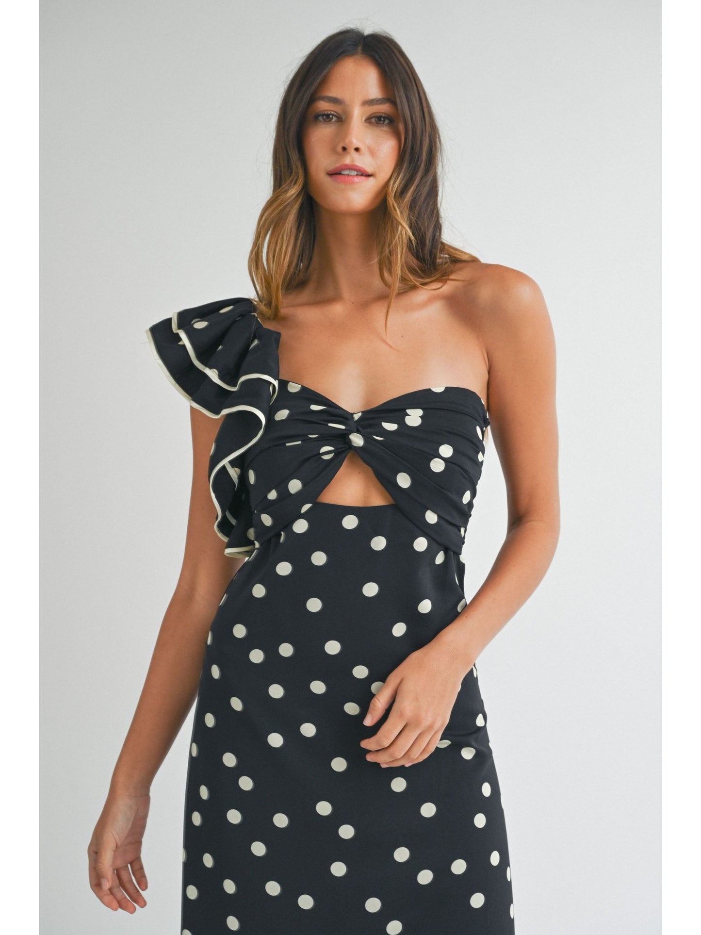 Rome One Shoulder Polka Dot Dress