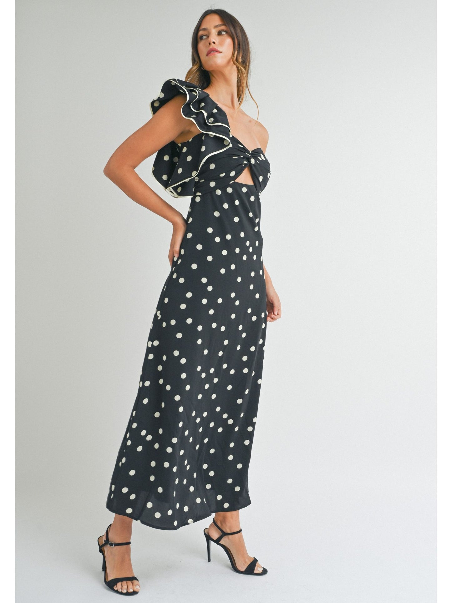 Rome One Shoulder Polka Dot Dress