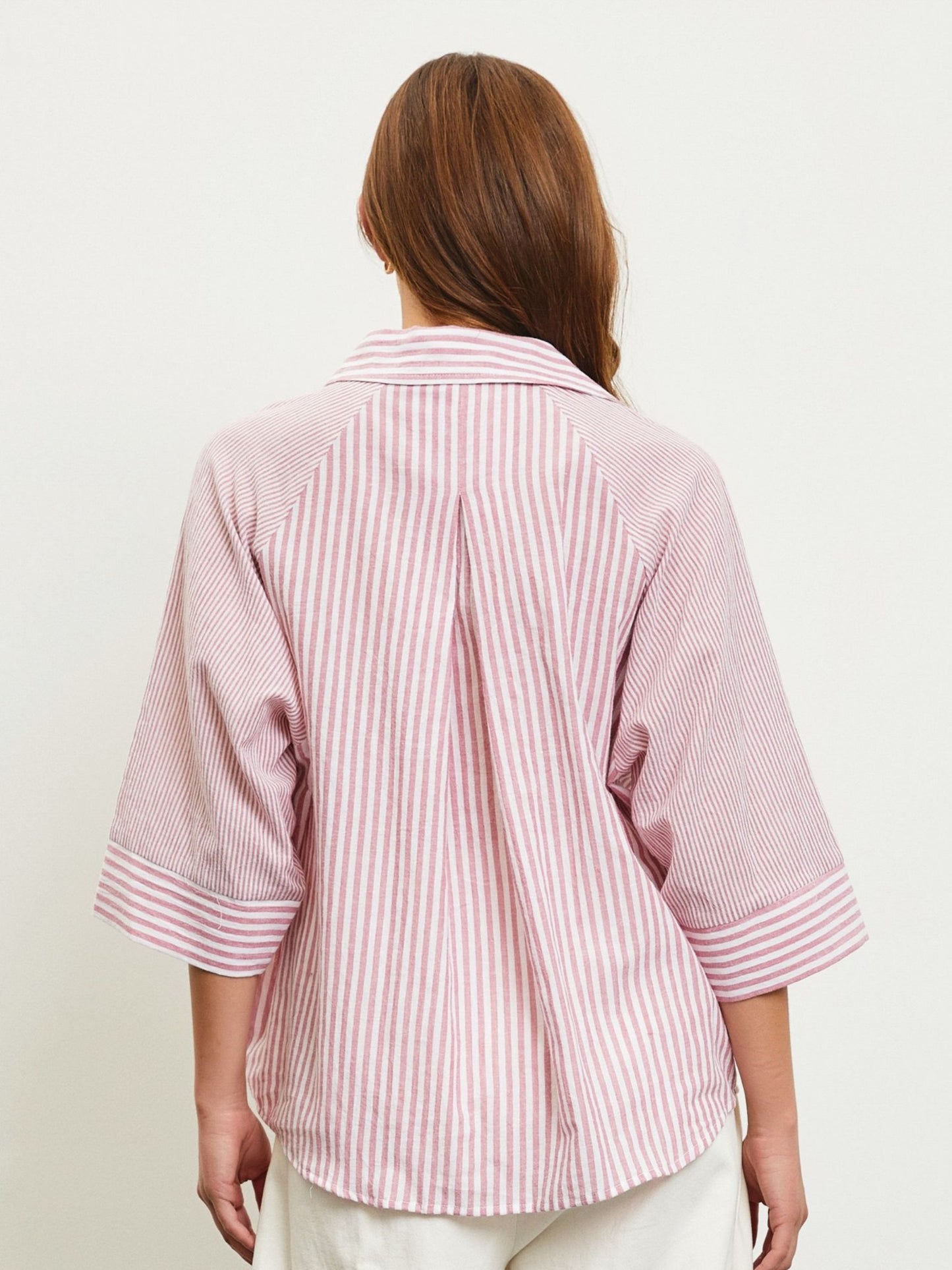 Cotton Collar Stripe Top