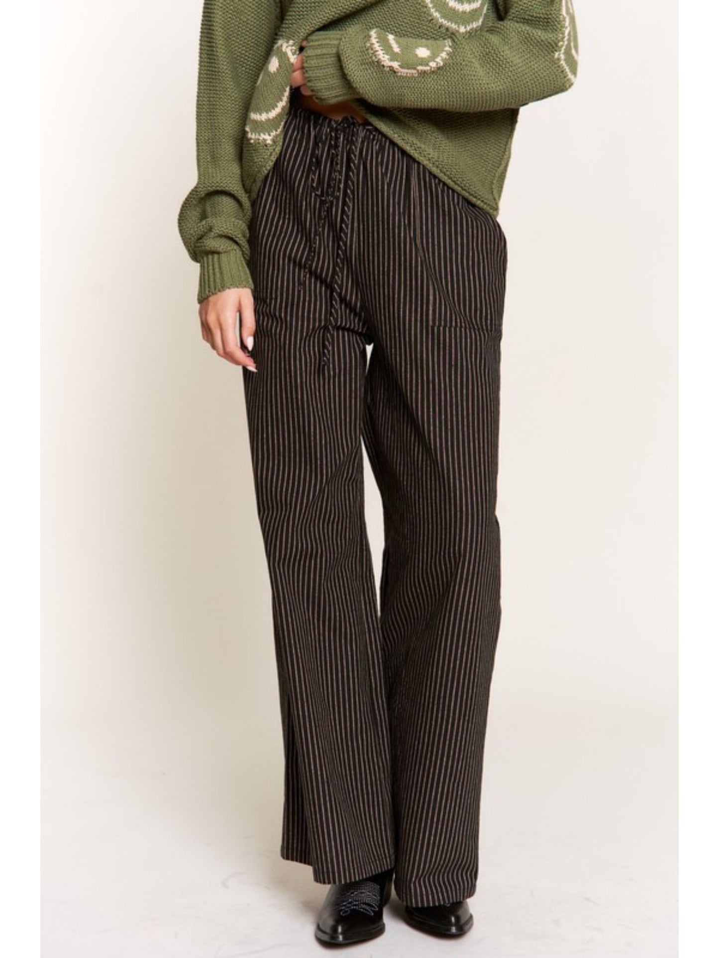 Augustine Stripe Pants - Black