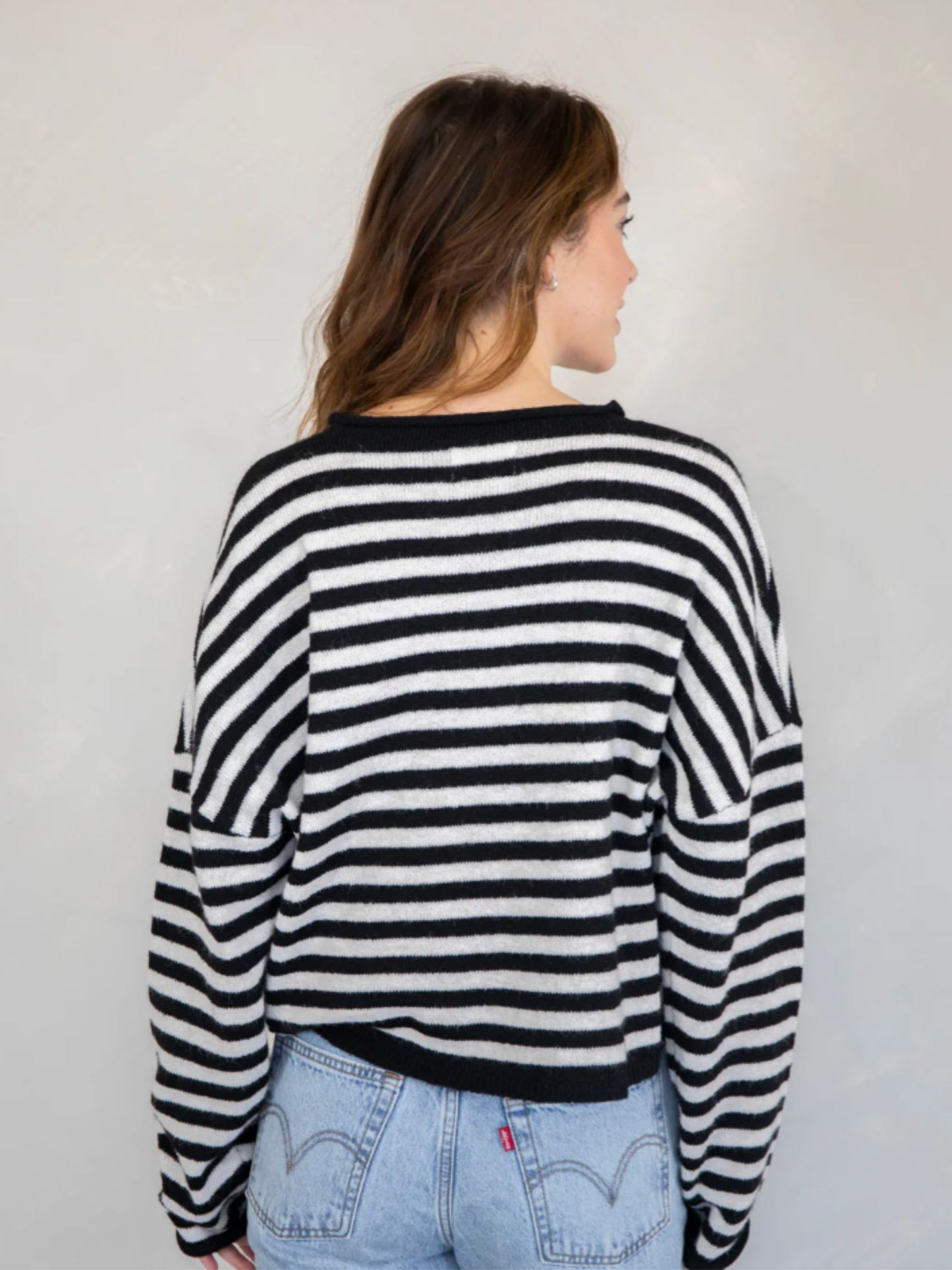 Piper Cardigan - Blk/Wht Stripe