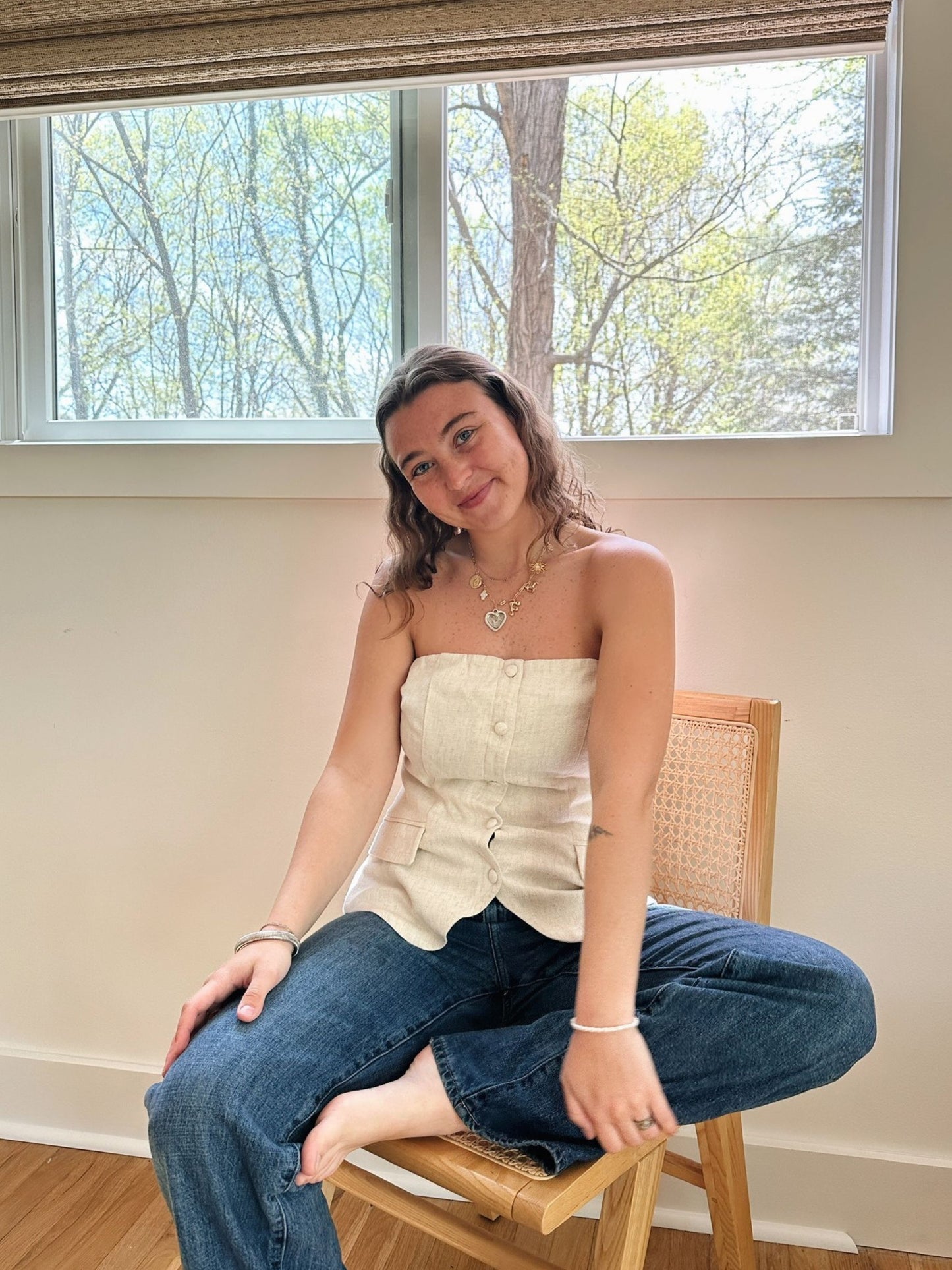 Candice Strapless Button Up Top