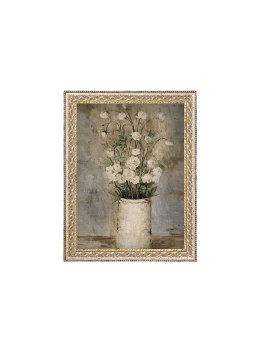 Long Stem White Roses Framed Picture
