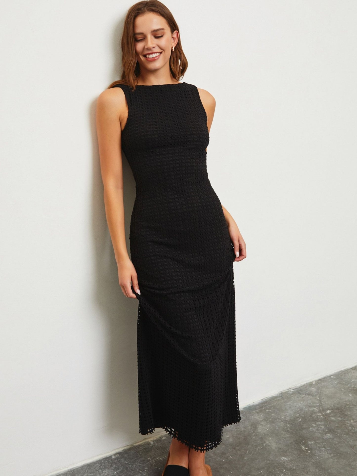 Fish Net Knit Maxi Dress