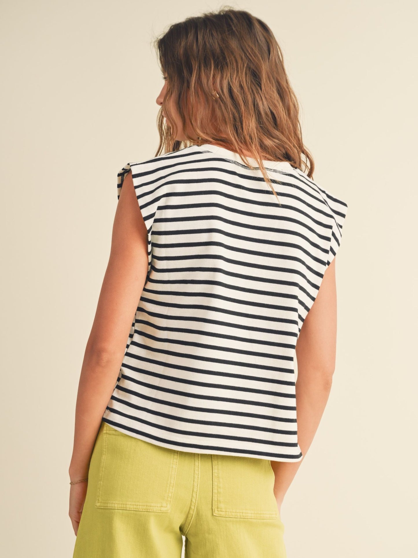 Black and White Sleeveless Top