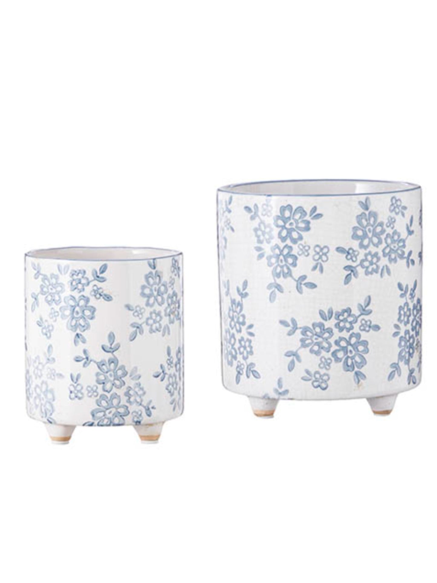 Blue Floral Transferware Planter
