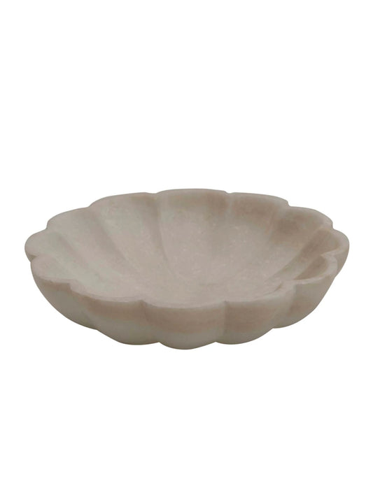 Carved Marble Flower Shaped Dish