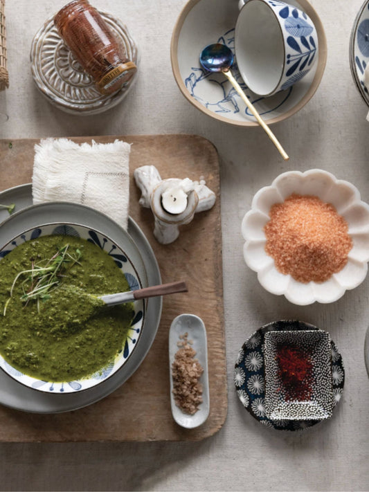 Carved Marble Flower Shaped Dish