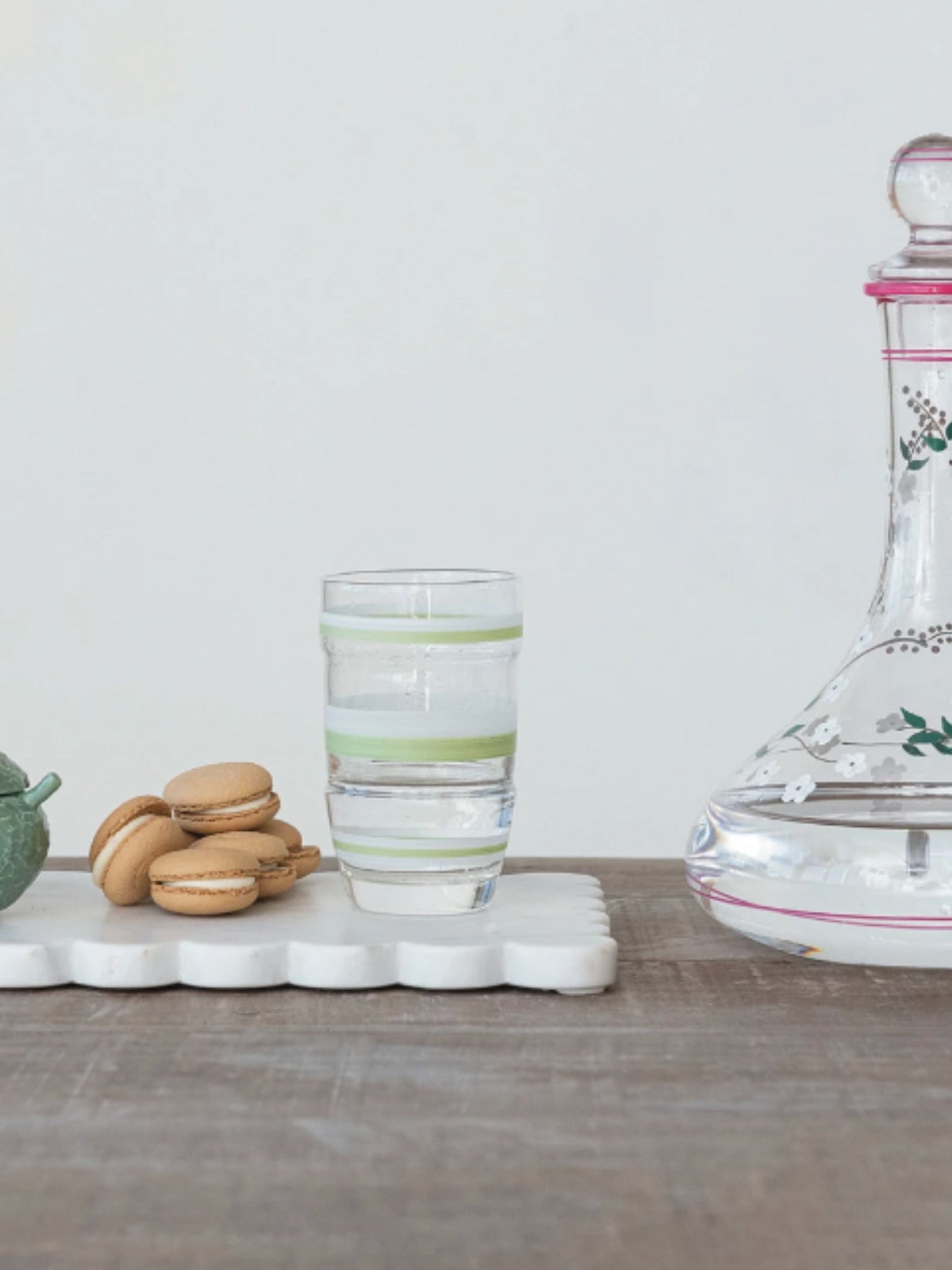 14 oz. Vintage Reproduction Drinking Glass w/ Hand-Painted Stripes