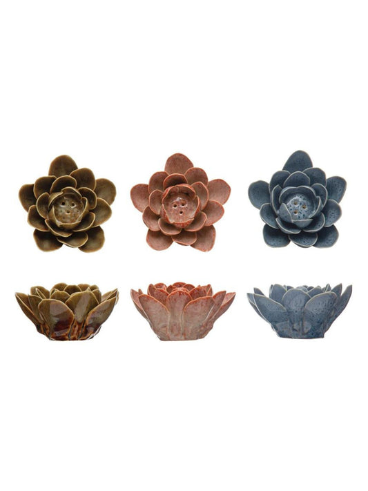 Stoneware Flower Incense Holder