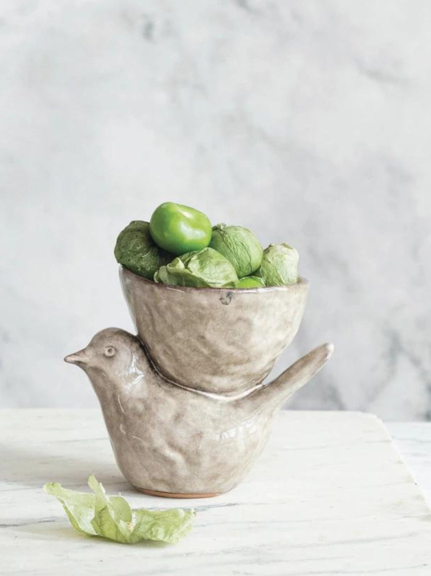 Stoneware Bird w/ Bowl