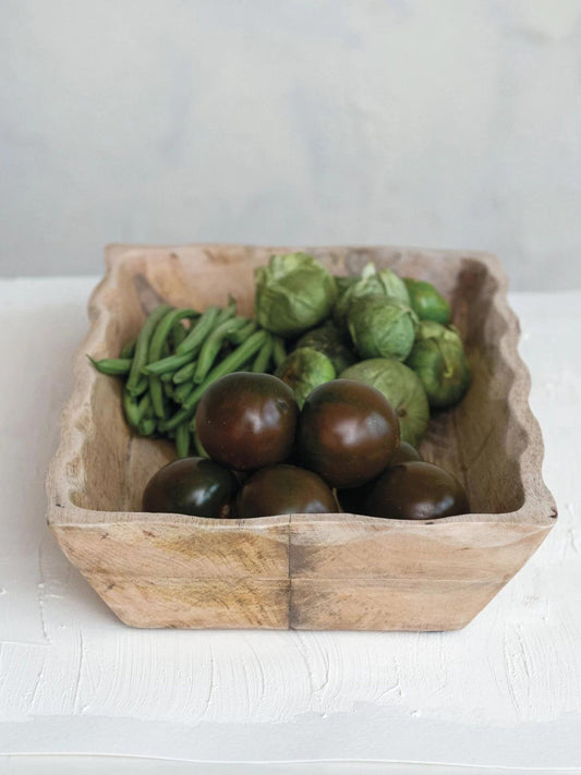 Mango Wood Tray w/ Scalloped Edge