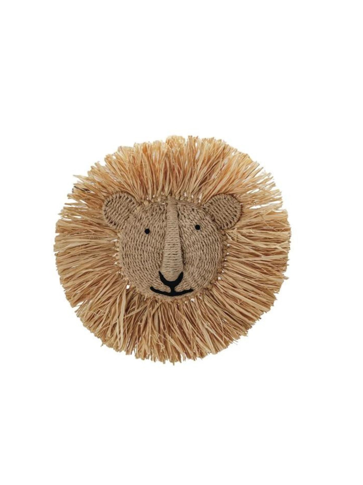 Paper Rope & Dried Raffia Lion Head Wall Décor