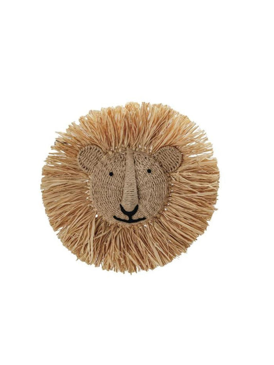 Paper Rope & Dried Raffia Lion Head Wall Décor