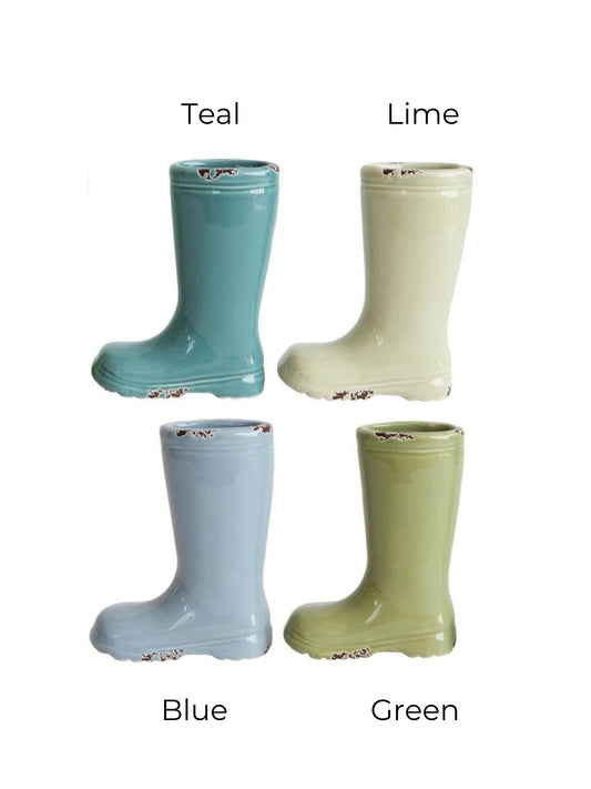 Distressed Stoneware Boot Vase