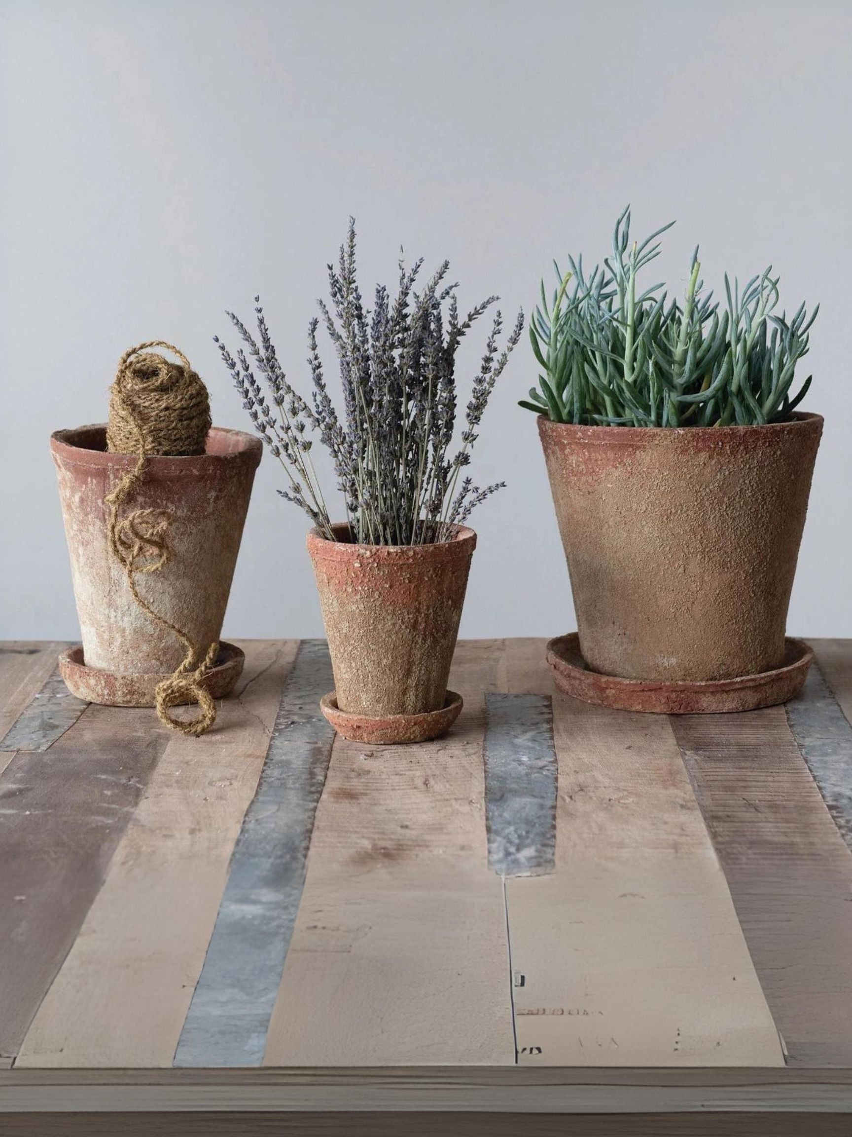 saucer planter Distressed Cement Planter with Saucer