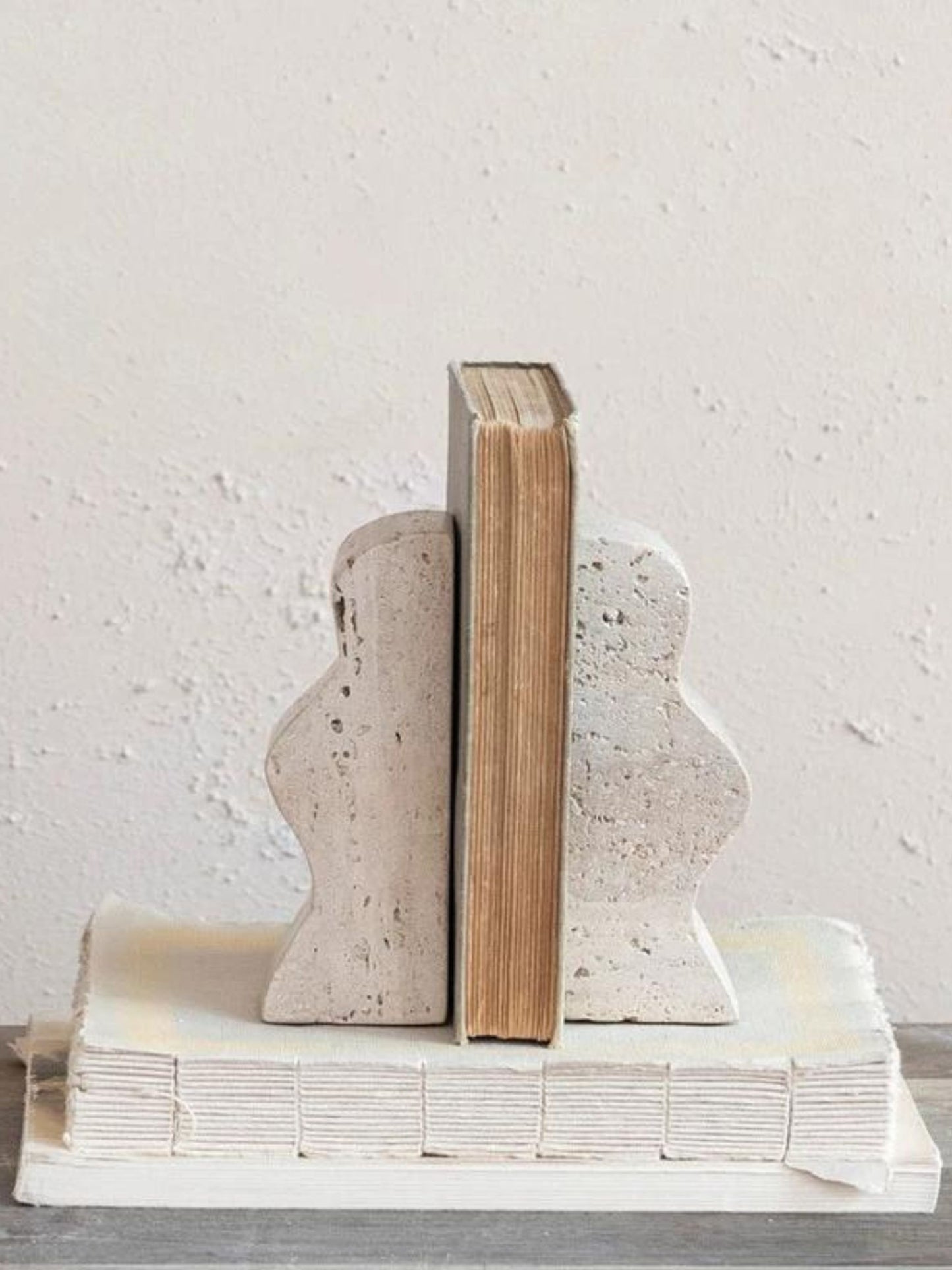 Travertine Wave Bookend