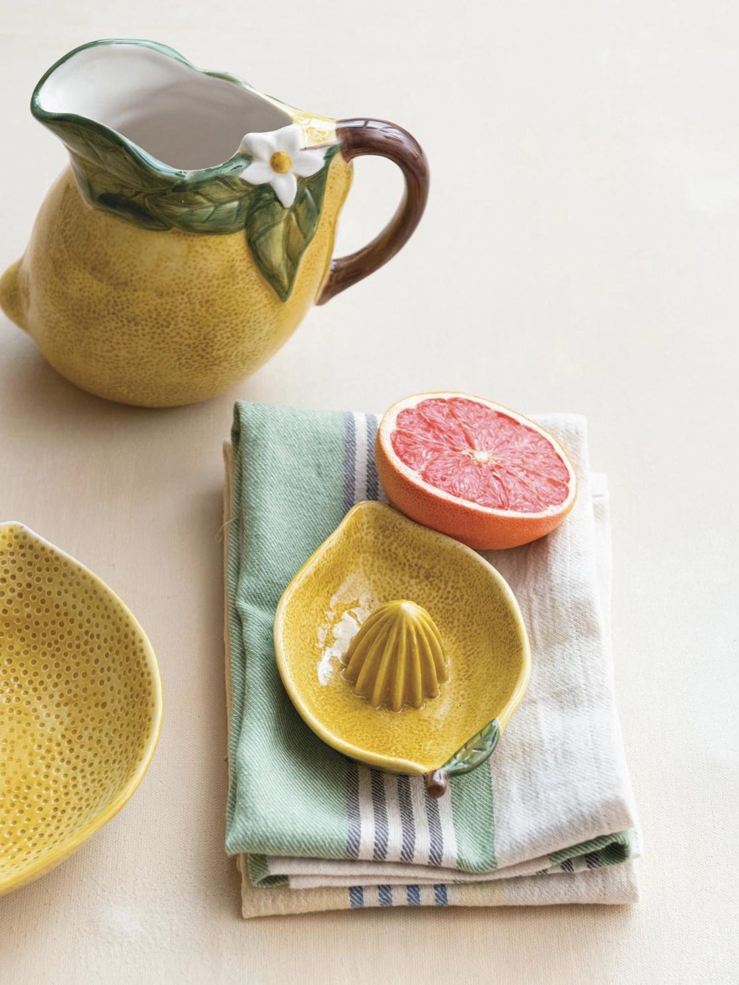 Painted Stoneware Lemon Shaped Juicer