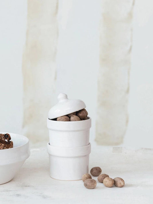 Stoneware Stackable Pinch Pots w/ Lid