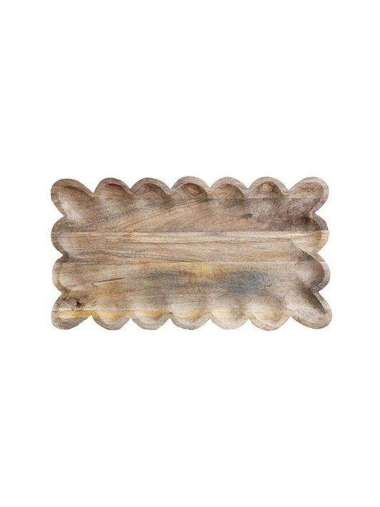 Mango Wood Tray w/ Scalloped Edge