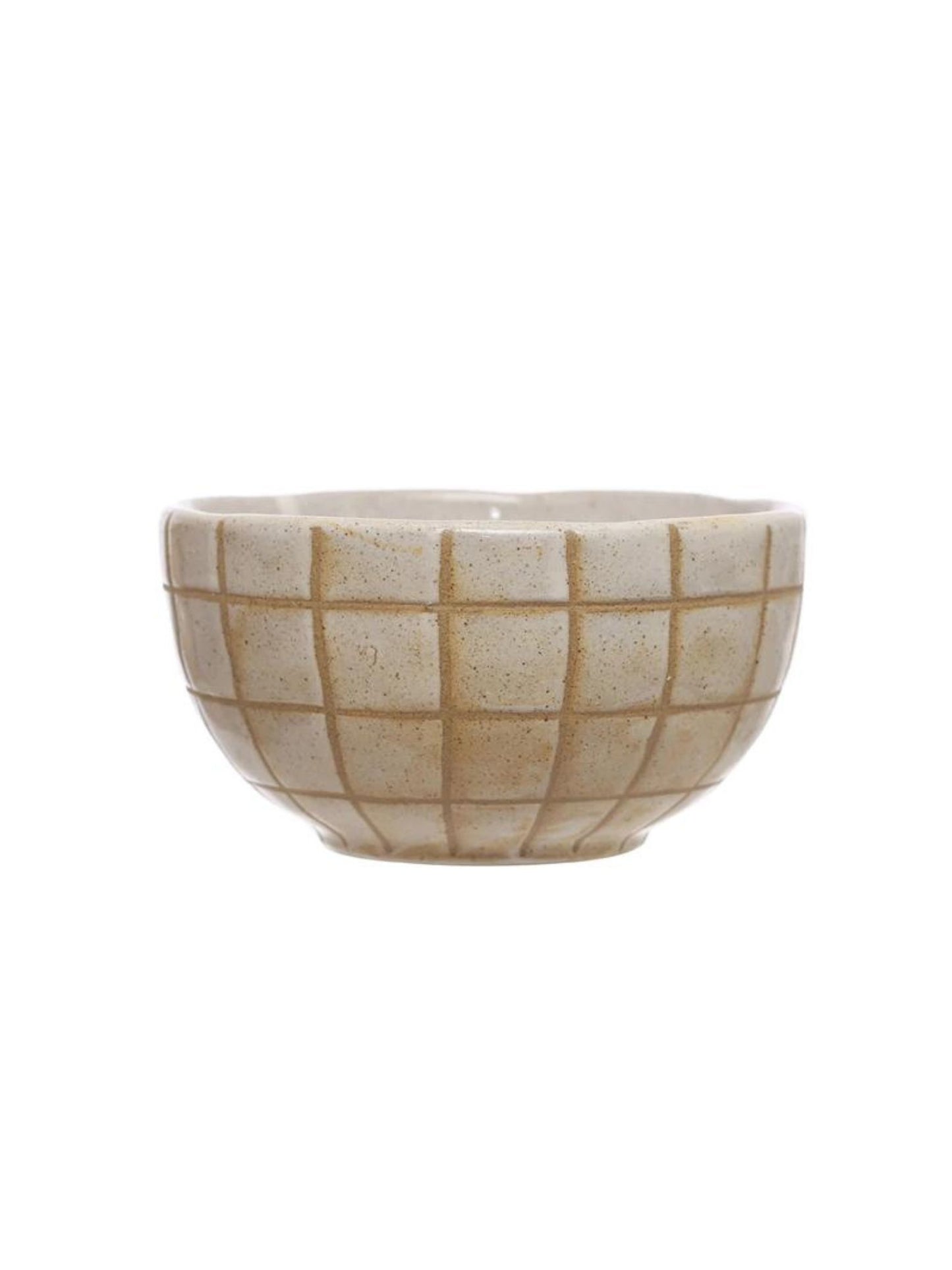 Stoneware Bowl w/ Wax Relief Grid Pattern (Pick-Up ONLY)
