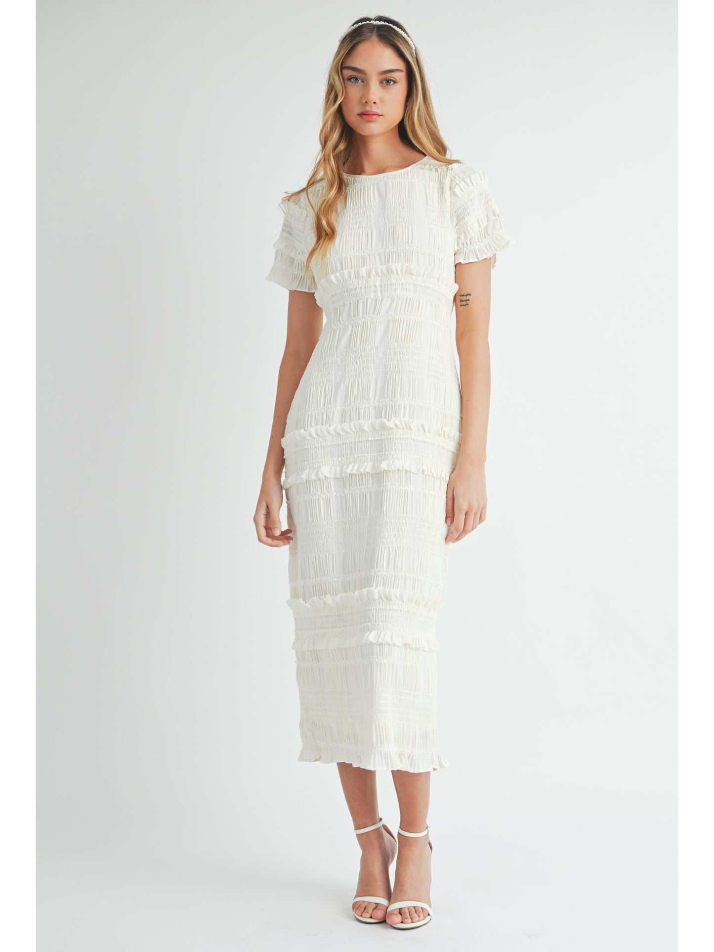 Ruffle Smocked Midi Dress