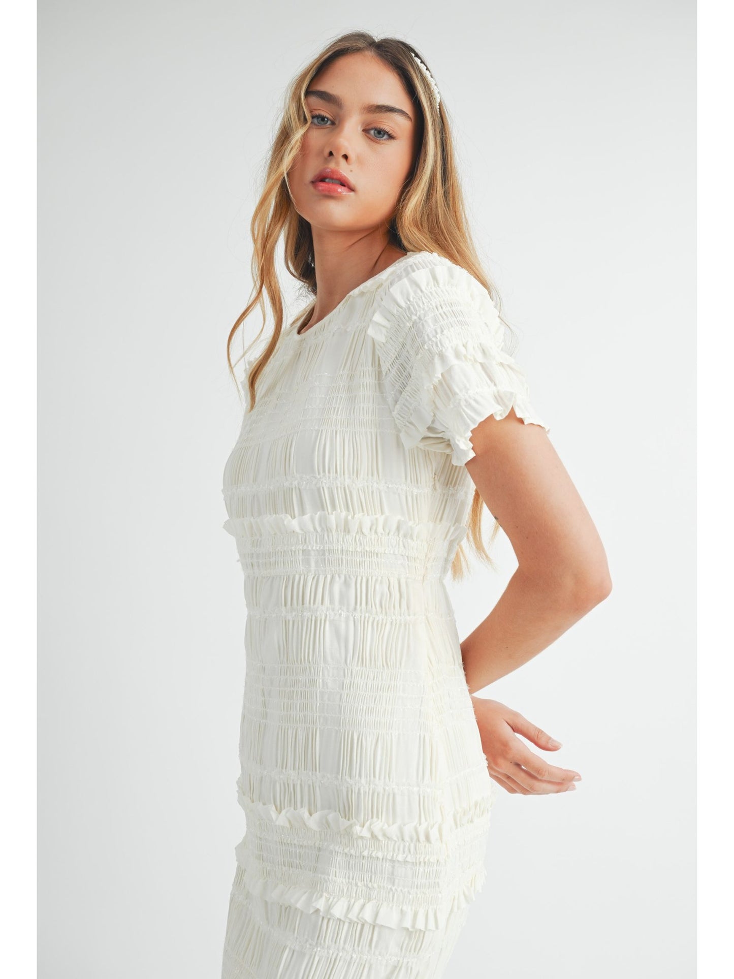Ruffle Smocked Midi Dress