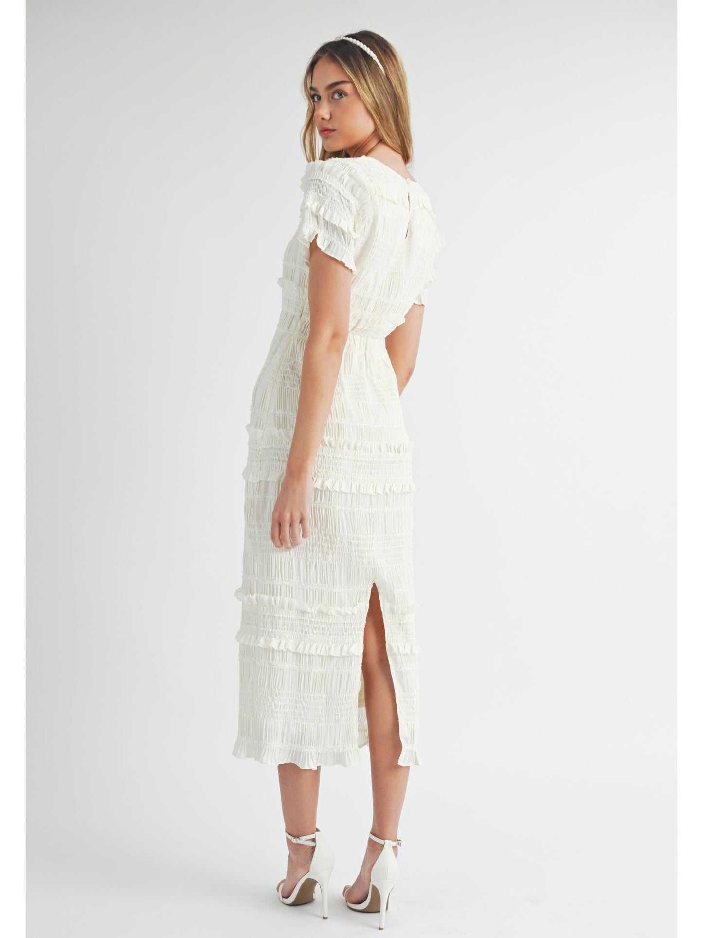 Ruffle Smocked Midi Dress