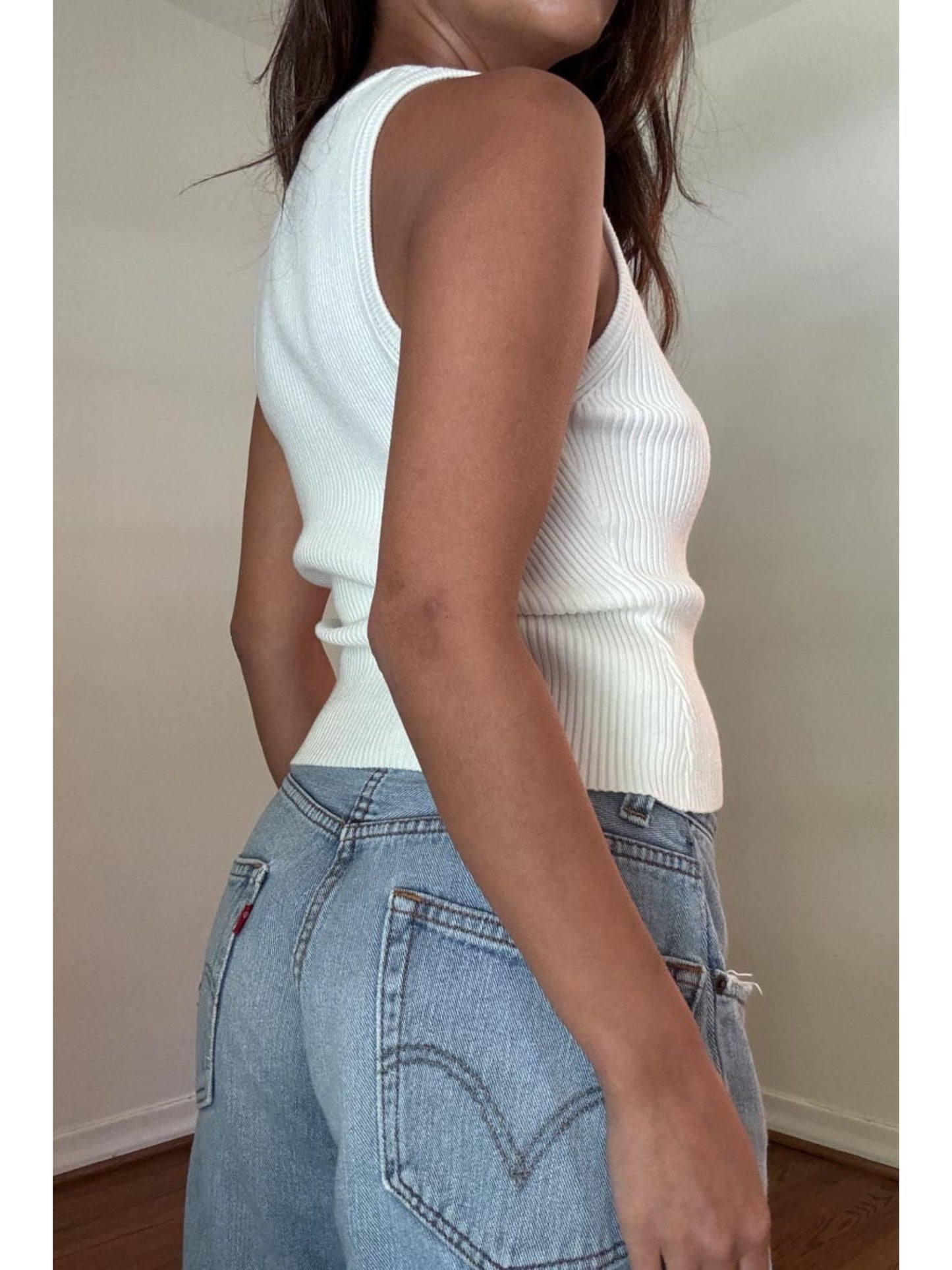 Fitted Hook Closure Knit Top