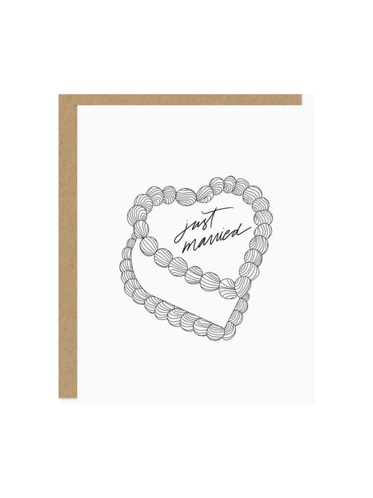 Just Married Heart-Shaped Cake Card