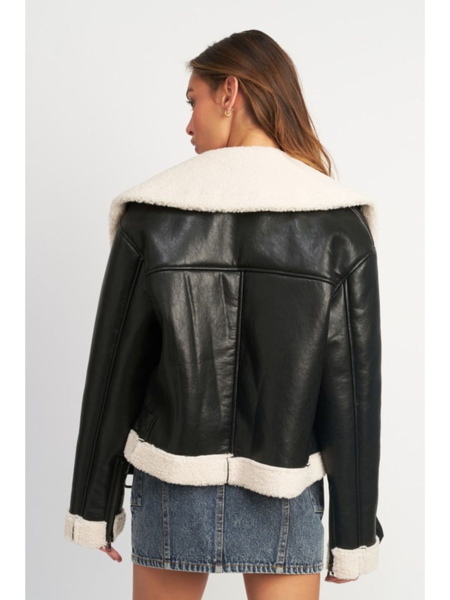 Shearling Lining Moto Jacket