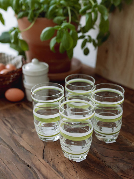 14 oz. Vintage Reproduction Drinking Glass w/ Hand-Painted Stripes