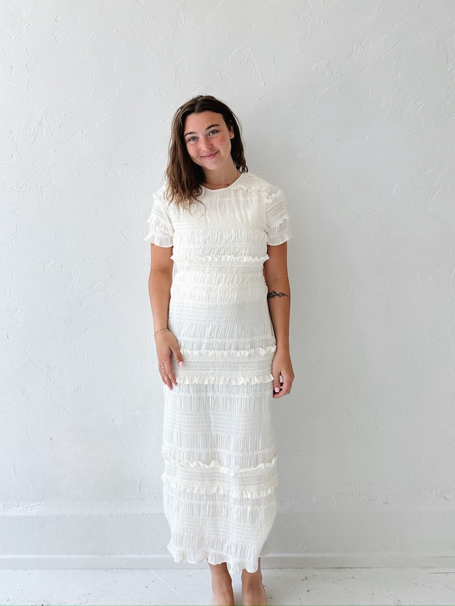 Ruffle Smocked Midi Dress